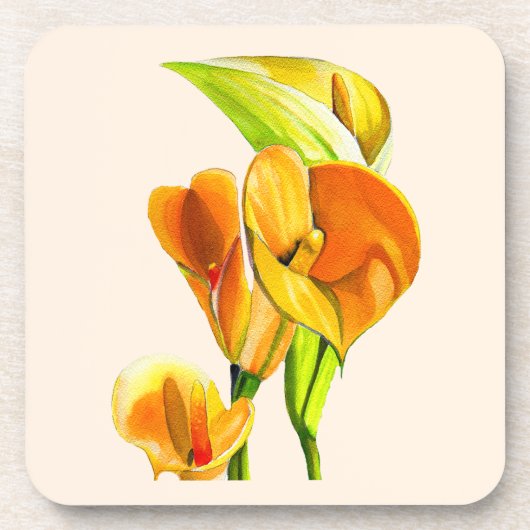 Calla liblütig Aquarellblüte Getränkeuntersetzer (Vorderseite)