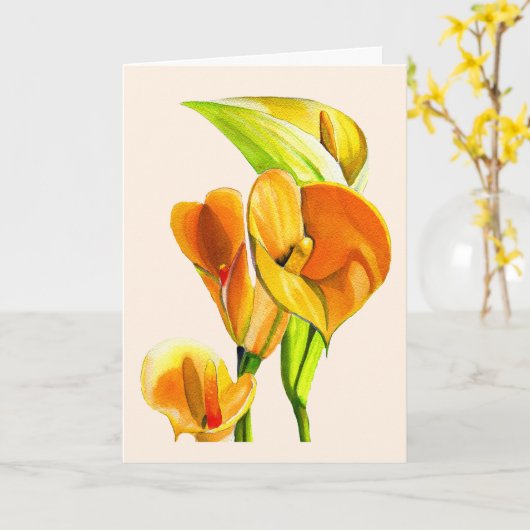 Calla liblütig Aquarellblüte Karte (Gelbe Blume)