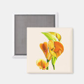 Calla liblütig Aquarellblüte Magnet (Vorderseite/Rückseite)