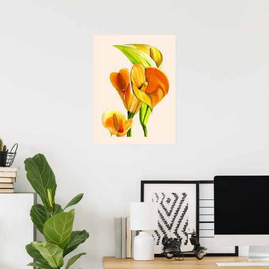 Calla liblütig Aquarellblüte Poster (Heimbüro)