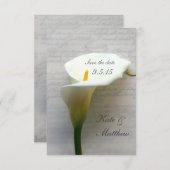 Calla Lilie auf Handschrift Save the Date (Vorne/Hinten)