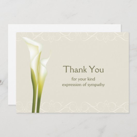 Calla Lilie Beileid Vielen Dank Dankeskarte (Vorne/Hinten)