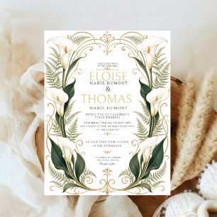 Calla-Lilie Hochzeitsbotanik Elegante Florale Weiß Einladung
