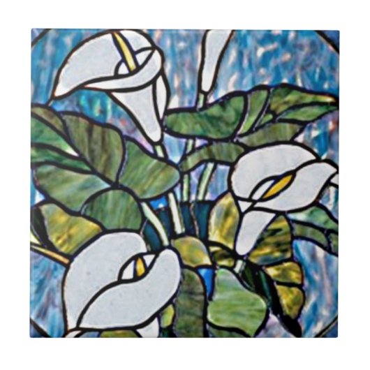 Calla Lilien Bleiglas-Optik Fliese (Vorderseite)