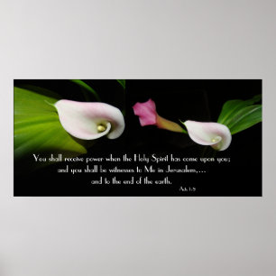 Calla-Lilien-Blumen-Heiliger Geist Scripture-Druck Poster