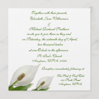Calla-Lilien-Blumen-weiße Hochzeit Einladung