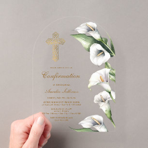 Calla Lilien Bogen Konfirmation Acryleinladungen