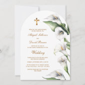 Calla Lilien Bogen religiöse Hochzeit Einladung (Vorderseite)