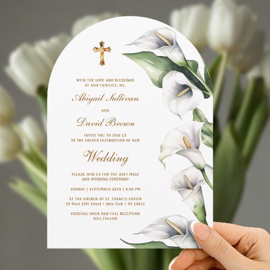 Calla Lilien Bogen religiöse Hochzeit Einladung