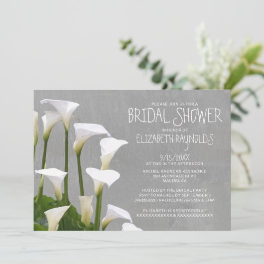 Calla Lilien Bridal Dusche Einladungen (Stehend Vorderseite)