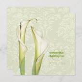 Calla Lilien/Elfenbeindamast Hochzeit Einladung (Vorne/Hinten)