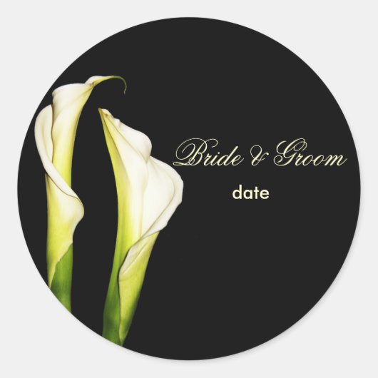 Calla Lilien Hochzeitsticker Runder Aufkleber (Vorderseite)