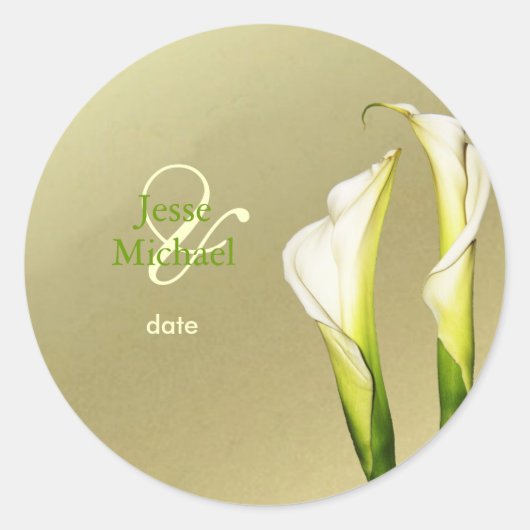 Calla Lilien Hochzeitsticker Runder Aufkleber (Vorderseite)