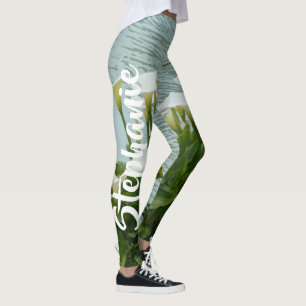 Calla-Lilien mit Blumen, personalisierter Name Leggings