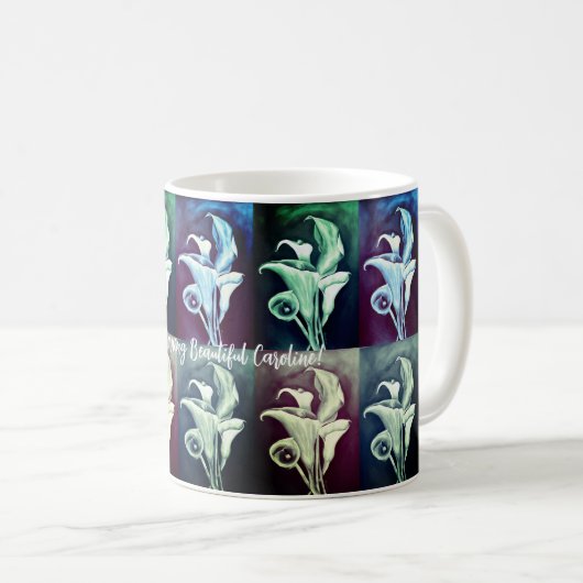 Calla Lilien Moderner Retro Vintager Minimalismus Kaffeetasse (VorderseiteRechts)