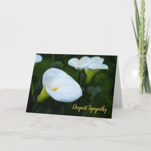 Calla-Lilien-Regentropfen-Beileid Karte (Vorderseite)