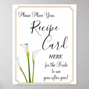 Calla Lilien Rezeptkarten Brautparty Spiel Schild