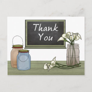 Calla-Lilien-Schiefertafel-Mason-Glas-Dankeschön-P Postkarte