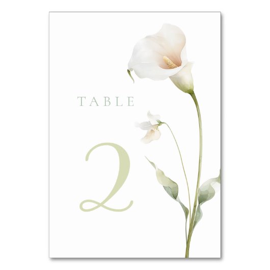 Calla-Lilien-Tisch 2 Tischnummer (Vorderseite)