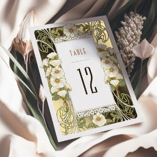 Calla-Lilien-Tischnummern Art Nouveau Mucha Folieneinladung