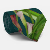 Calla-Lilien-u. Blätter-Krawatte Krawatte (Gerollt)