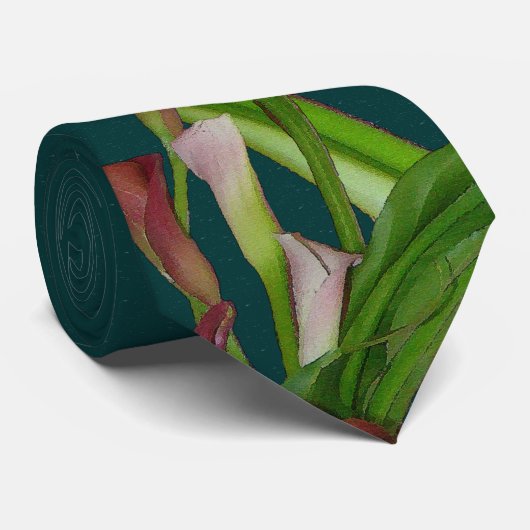 Calla-Lilien-u. Blätter-Krawatte Krawatte (Gerollt)