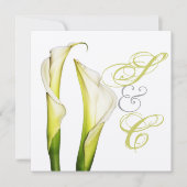 Calla Lilien + Wirbel Text, Hochzeiten Einladungen (Vorderseite)
