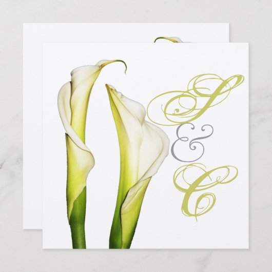 Calla Lilien + Wirbel Text, Hochzeiten Einladungen (Vorne/Hinten)