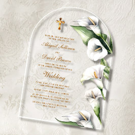 Calla Lilienbogen religiöse Hochzeit Acryleinladungen