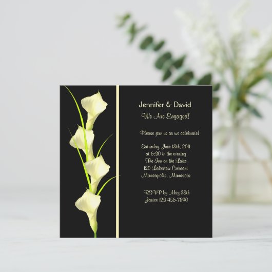 Calla-Lilienen-Verlobungs-Einladung Einladung (Stehend Vorderseite)