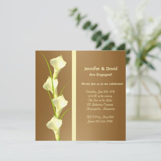 Calla-Lilienen-Verlobungs-Einladung Einladung (Stehend Vorderseite)