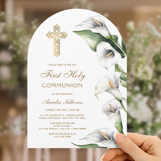 Calla Lilies Arch First Communion Invitation Einladung