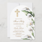 Calla Lilies Arch First Communion Invitation Einladung (Vorderseite)