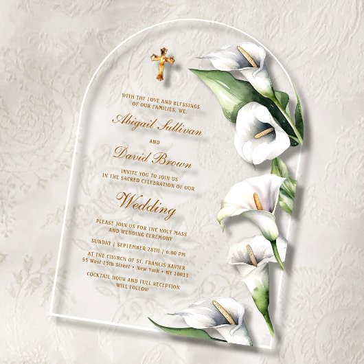 Calla Lilies Arch Religious Wedding Acryleinladungen