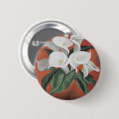 Calla Lilies auf einem roten Hintergrund Button (Vorne & Hinten)