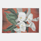 Calla Lilies auf einem roten Hintergrund Handtuch (Horizontal)
