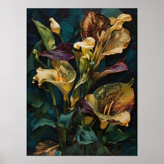 Calla lilies - Blume - digitales Kunstposter Poster (Vorne)