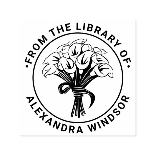 Calla Lilies Bouquet Bow Ribbon Library Permastempel (Design)