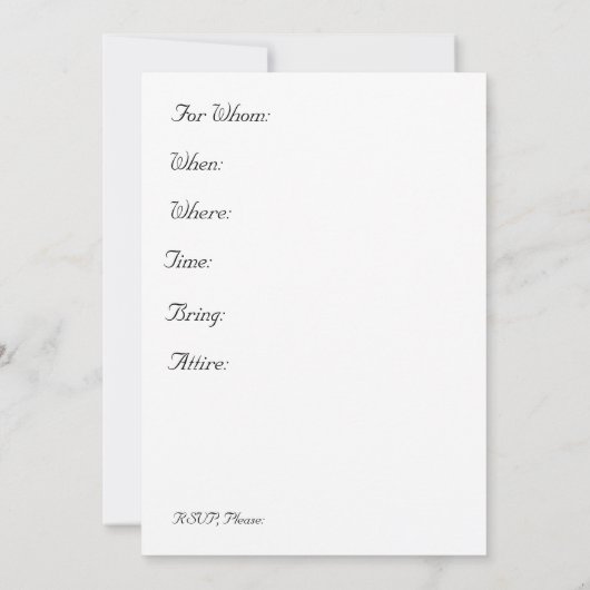 Calla Lilies Bridal Dusche Einladung (Rückseite)