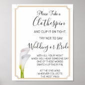 Calla Lilies Clothespin Brautparty Poster (Vorne)