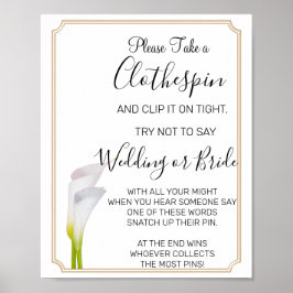 Calla Lilies Clothespin Brautparty Poster