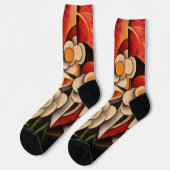 Calla Lilies Geometrische Kunst Abstrakt in braune Socken (Linkes Detail)