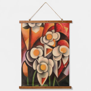 Calla Lilies Geometrische Kunst Abstrakt in braune Wandteppich Mit Holzrahmen