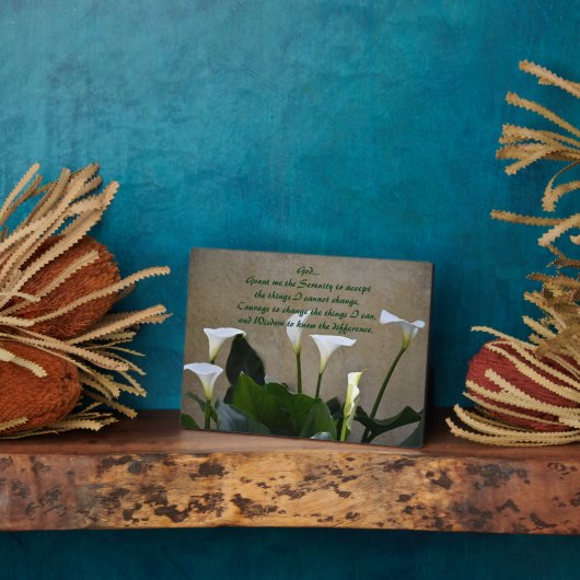 Calla Lilies Inspirational Serenity Gebet Fotoplatte (Seite)