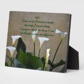 Calla Lilies Inspirational Serenity Gebet Fotoplatte (Seite)