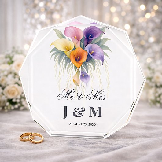 Calla Lilies Keepsake Newlyweds Gift Bride Groom  Fotoblock