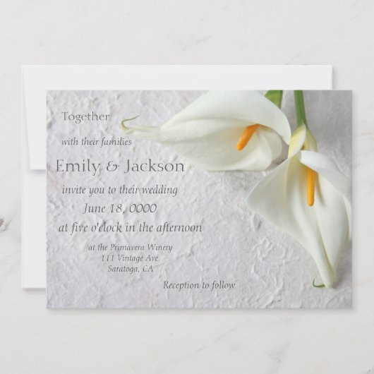 Calla lilies Raum für Hochzeit mit Text Einladung (Vorderseite)