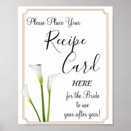 Calla Lilies Recipe Cards Brautparty-Spielzeichen Poster