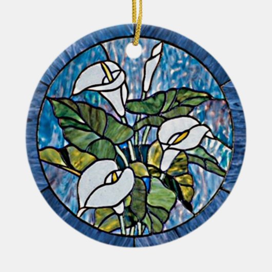 Calla Lilies Stain Glass Look Keramik Ornament (Vorne)