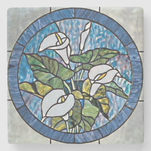 Calla Lilies Stain Glass Look Steinuntersetzer (Vorderseite)